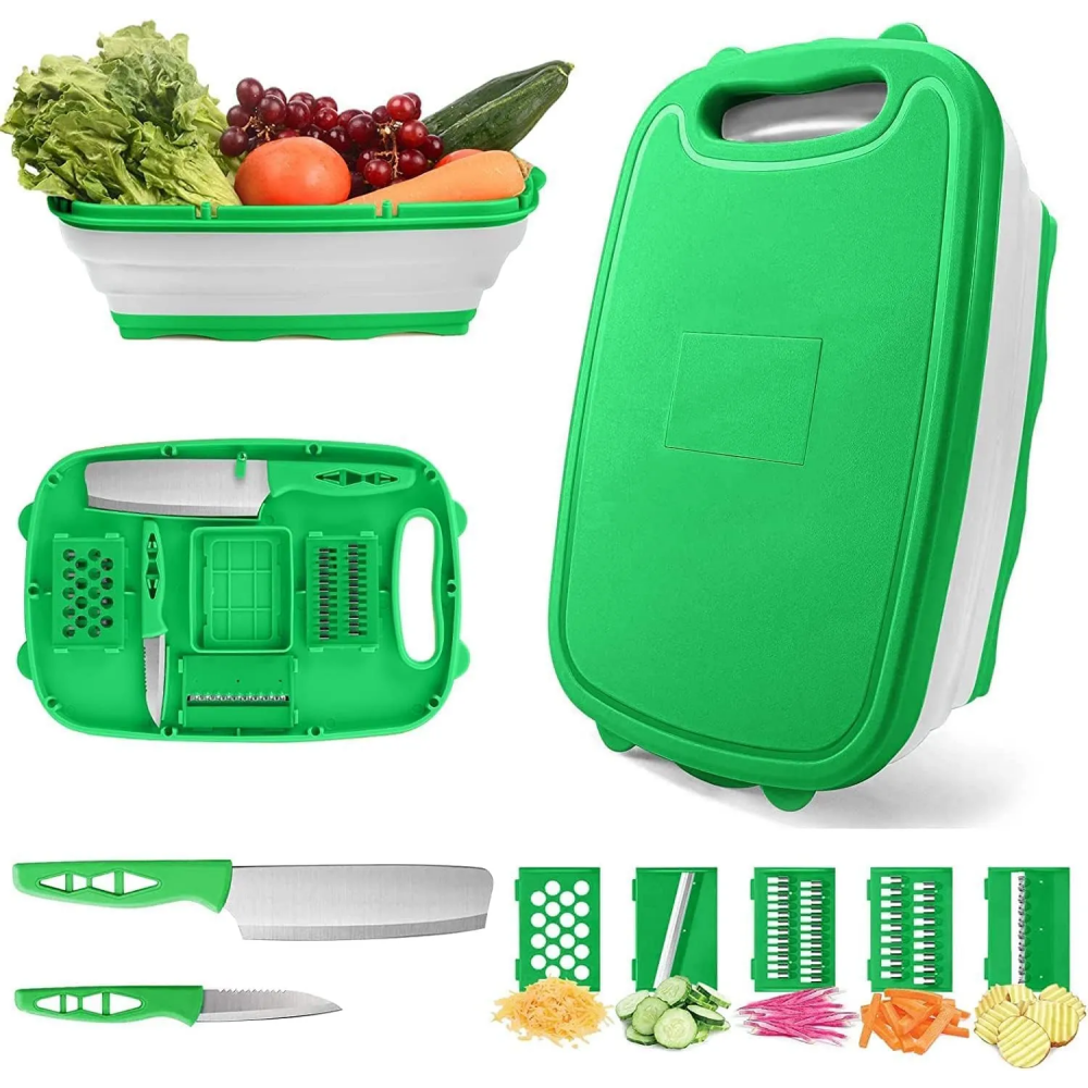 A 9-in-1 Multifunction Cutting Board Carrying Fruits and Vegetables.