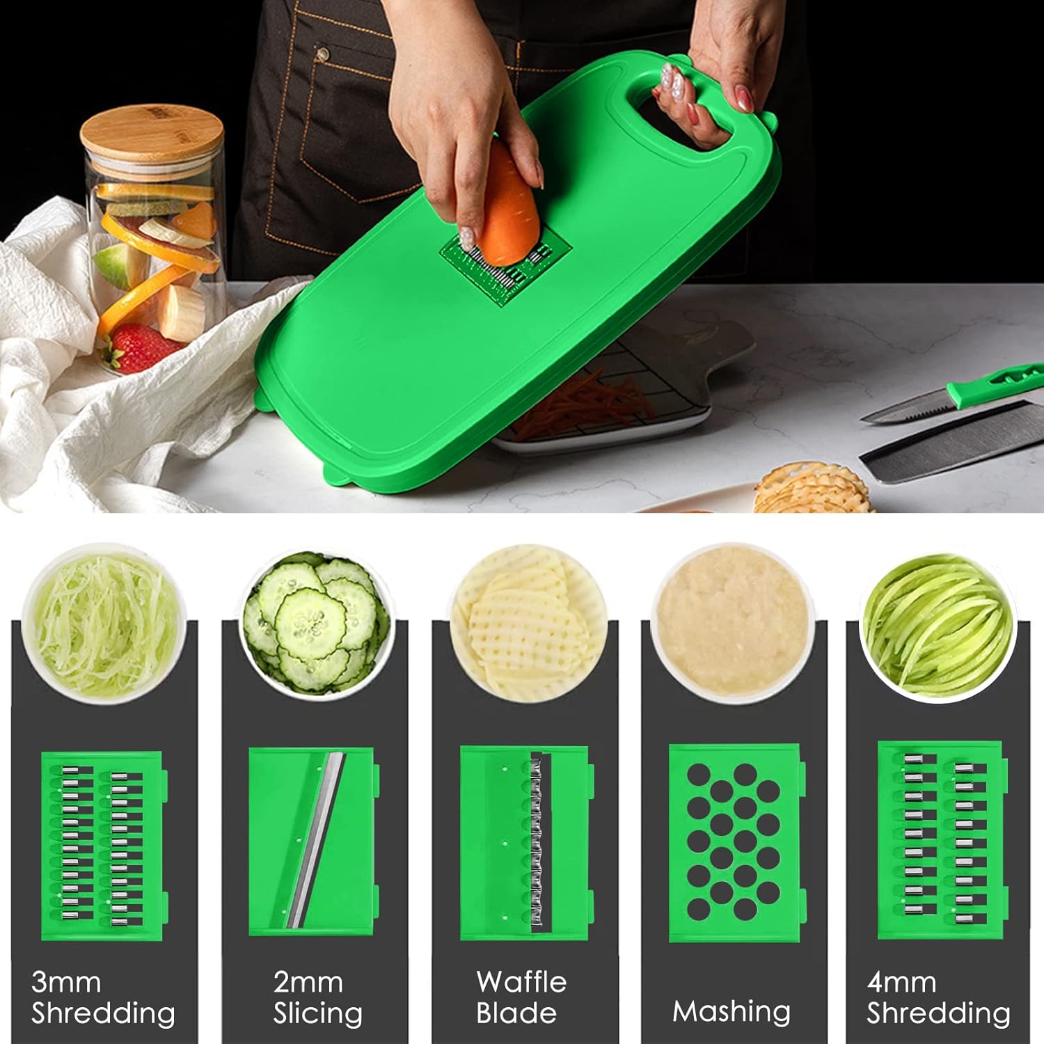 A Person is Shredding Carrot Using 9-in-1 Multifunction Cutting Board.