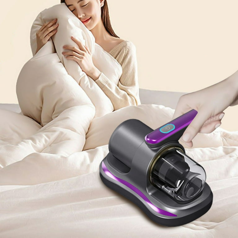 A Women is Cleaning Bedsheet Using ADMOS Acarid Remover.