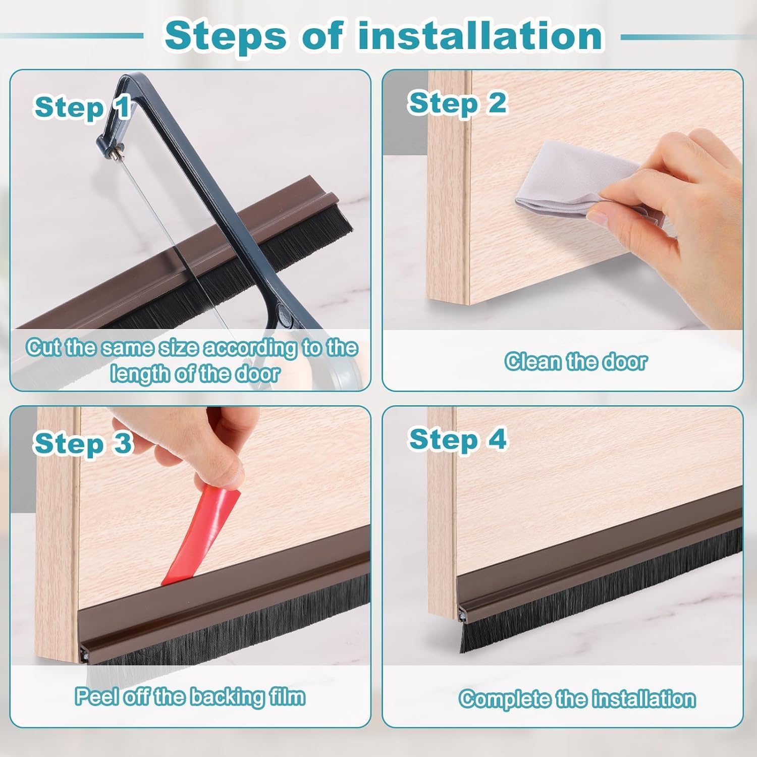 A Person is Installing Door Draft Stopper.