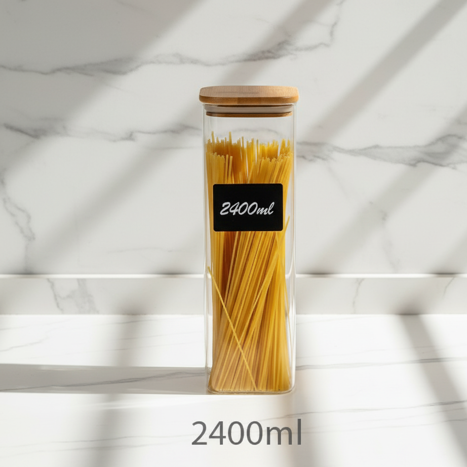 A Glass Storage Jar is Filled with Vermicelli.