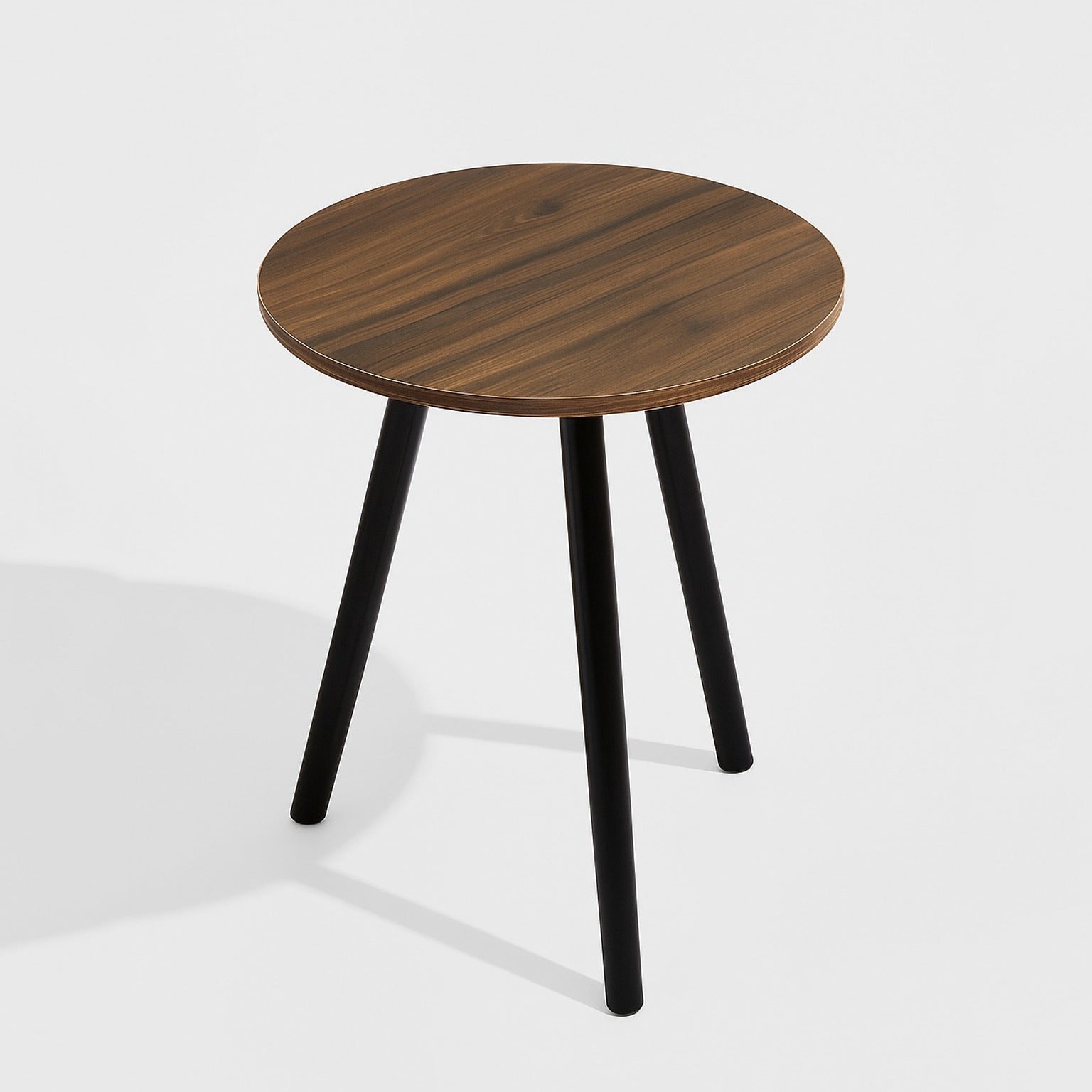 A Modern Round Wooden Side Coffee Table.