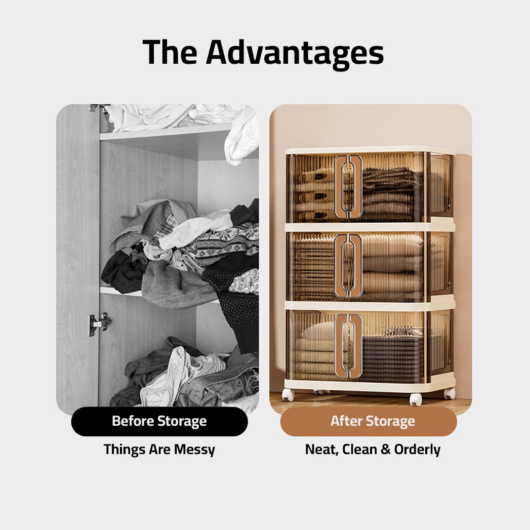 Before and After Usage Of Multi-Layer Movable Storage Cabinet.