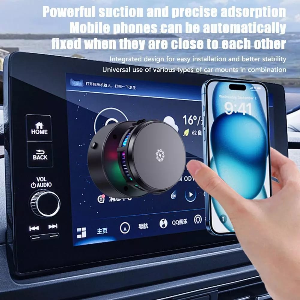A Person is Using Vacuum Suction Phone Holder to Hold Phone in his Car.