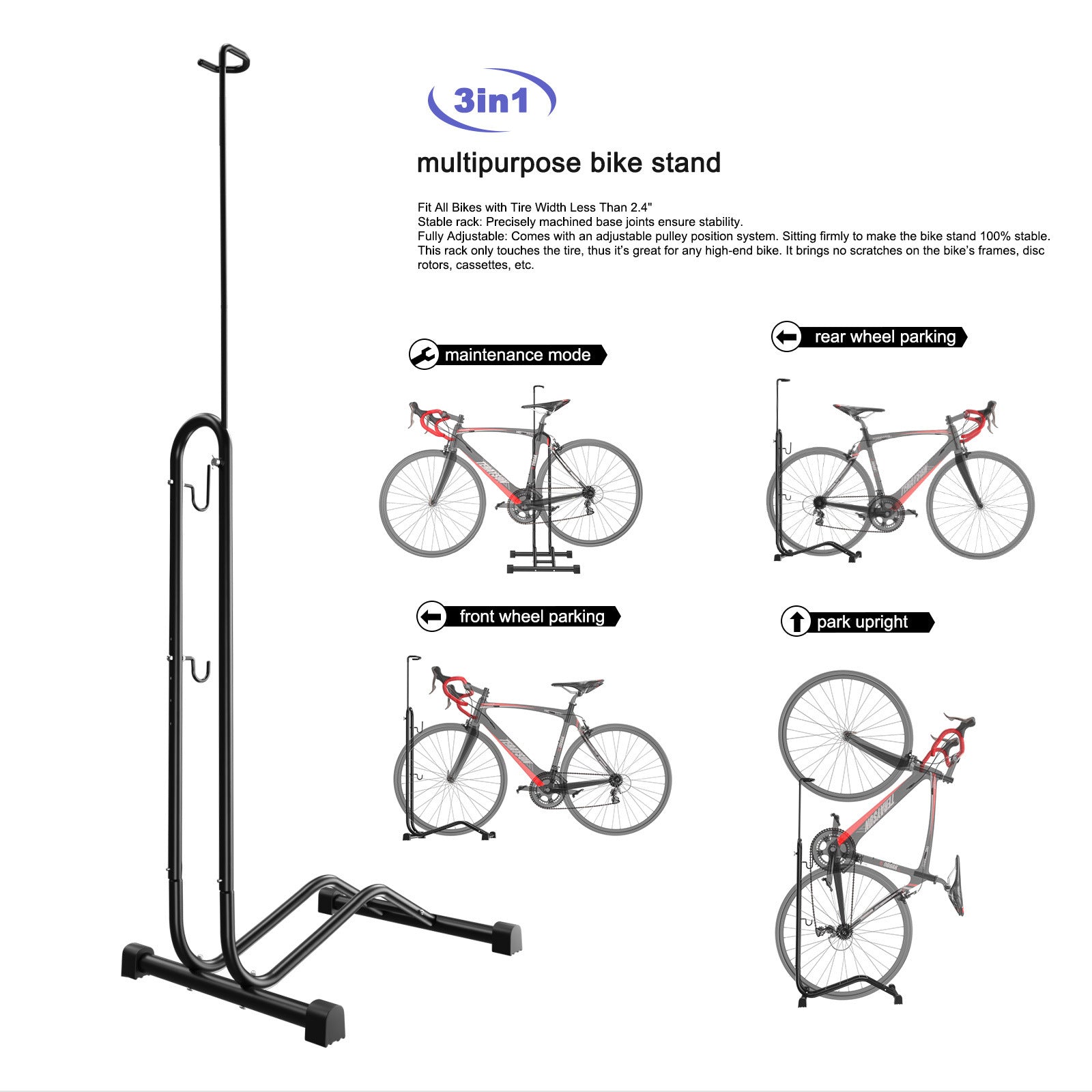 A Vertical Bike Stand is Used to Park Cycle at Different Position.