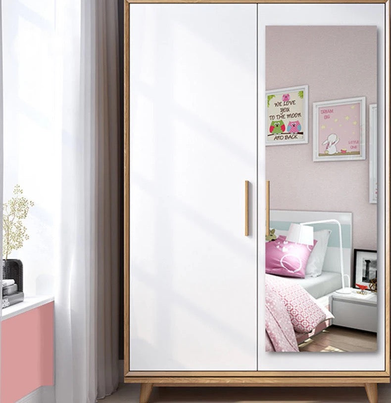 HD Self-Adhesive Acrylic Mirror Tiles applied on a cabinet