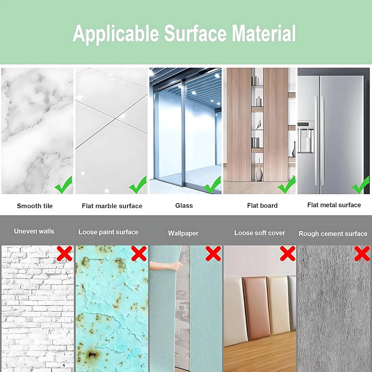 Surface Material Where Adhesive Mirror Wall Sticker is Used.
