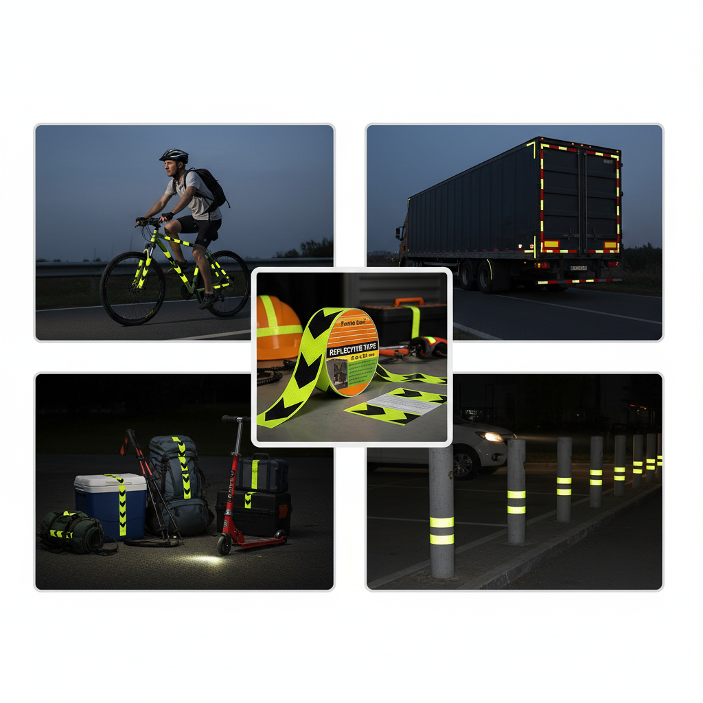 Multiple Usage Scenarios Of Adhesive Reflective Safety Tape.