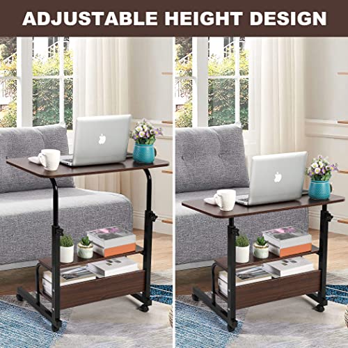 Adjustable Laptop Computer Desk with Bottom Shelf is Placed at Sofa Side.