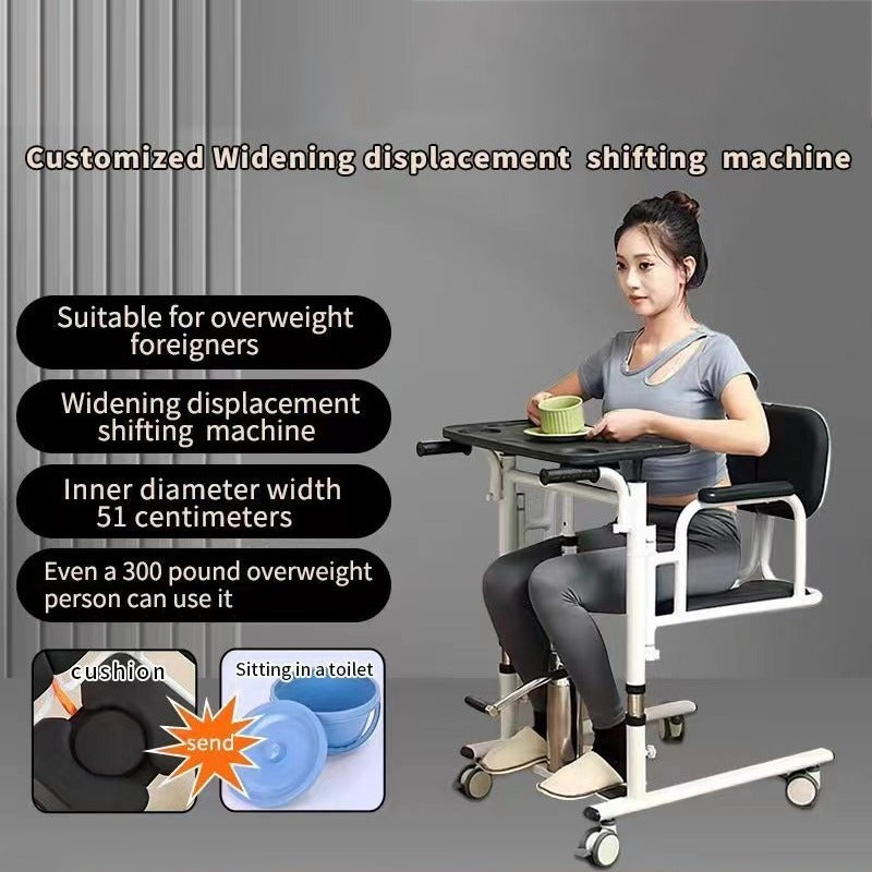 A Person is Sitting on a Adjustable Patient Lift Transfer Chair