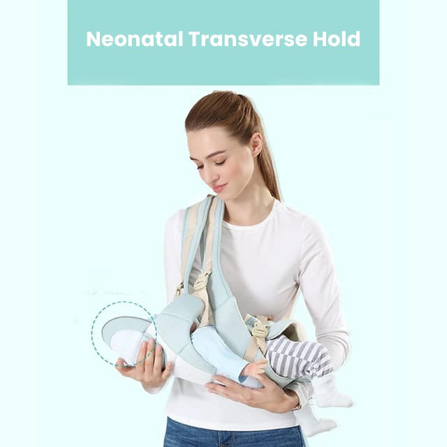 A girl holding a baby with the help of an All-Position Baby Carrier