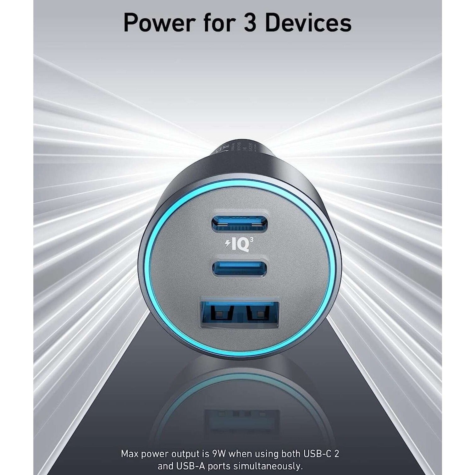 Anker 335 Car Charger 67W powers up to 3 devices