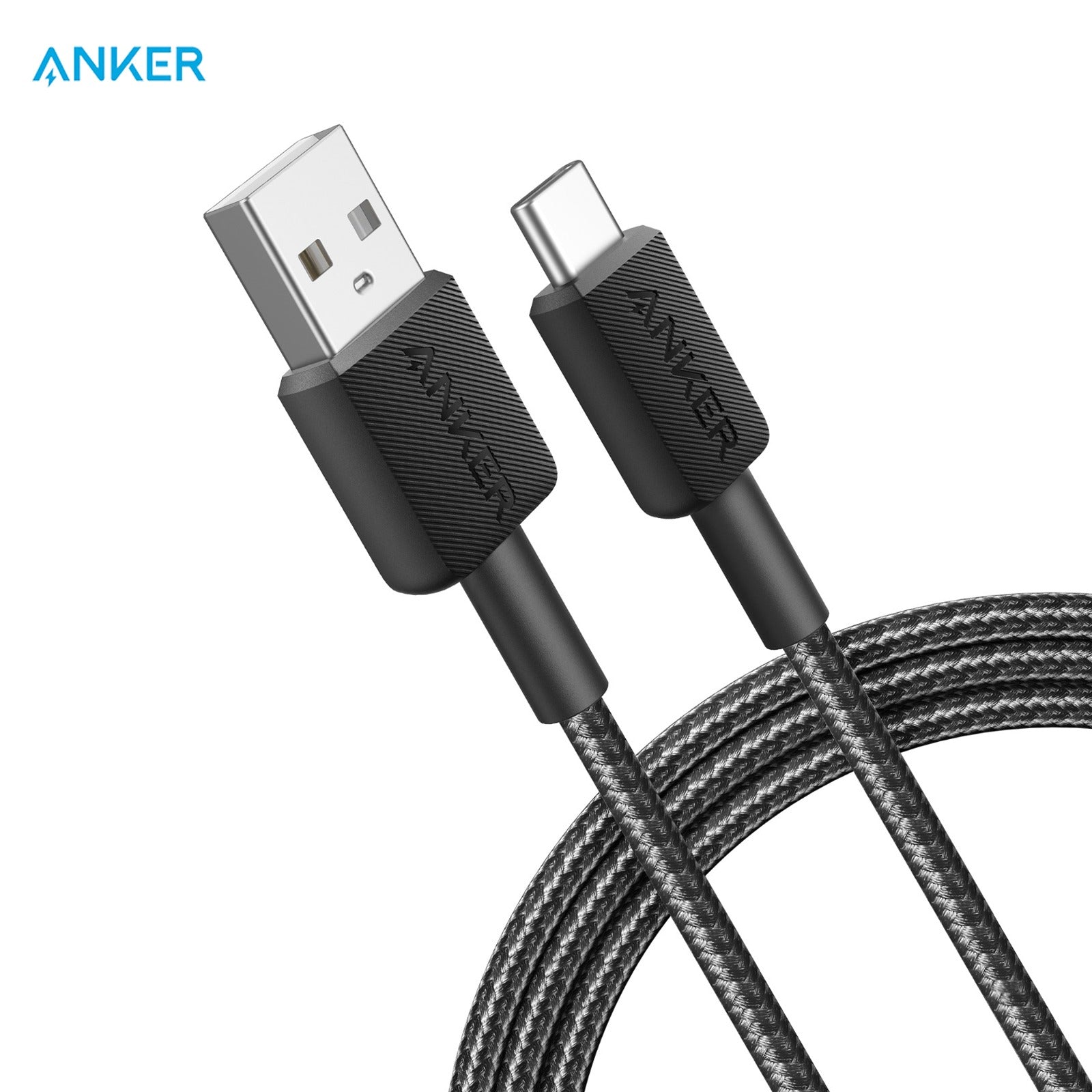 Anker 322 USB-A to USB-C Braided Cable Braided 1.8 Meter A81H6H11 in black color