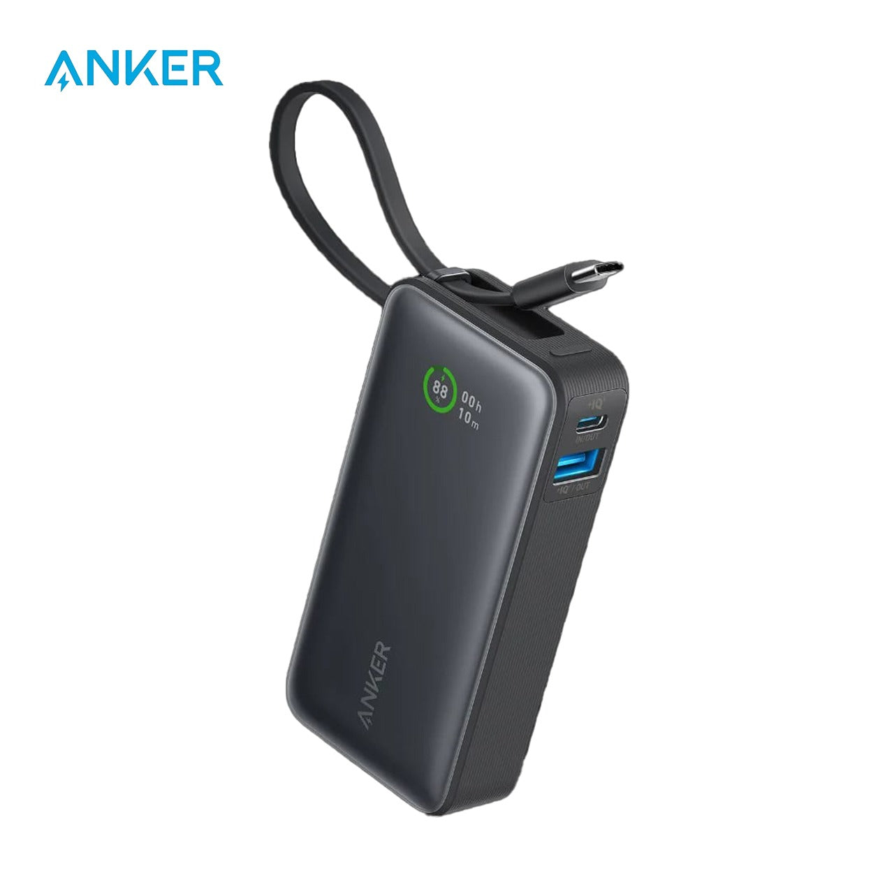 Anker Nano Power Bank (30W, Built-In USB-C Cable),10,000mAh- A1259H11