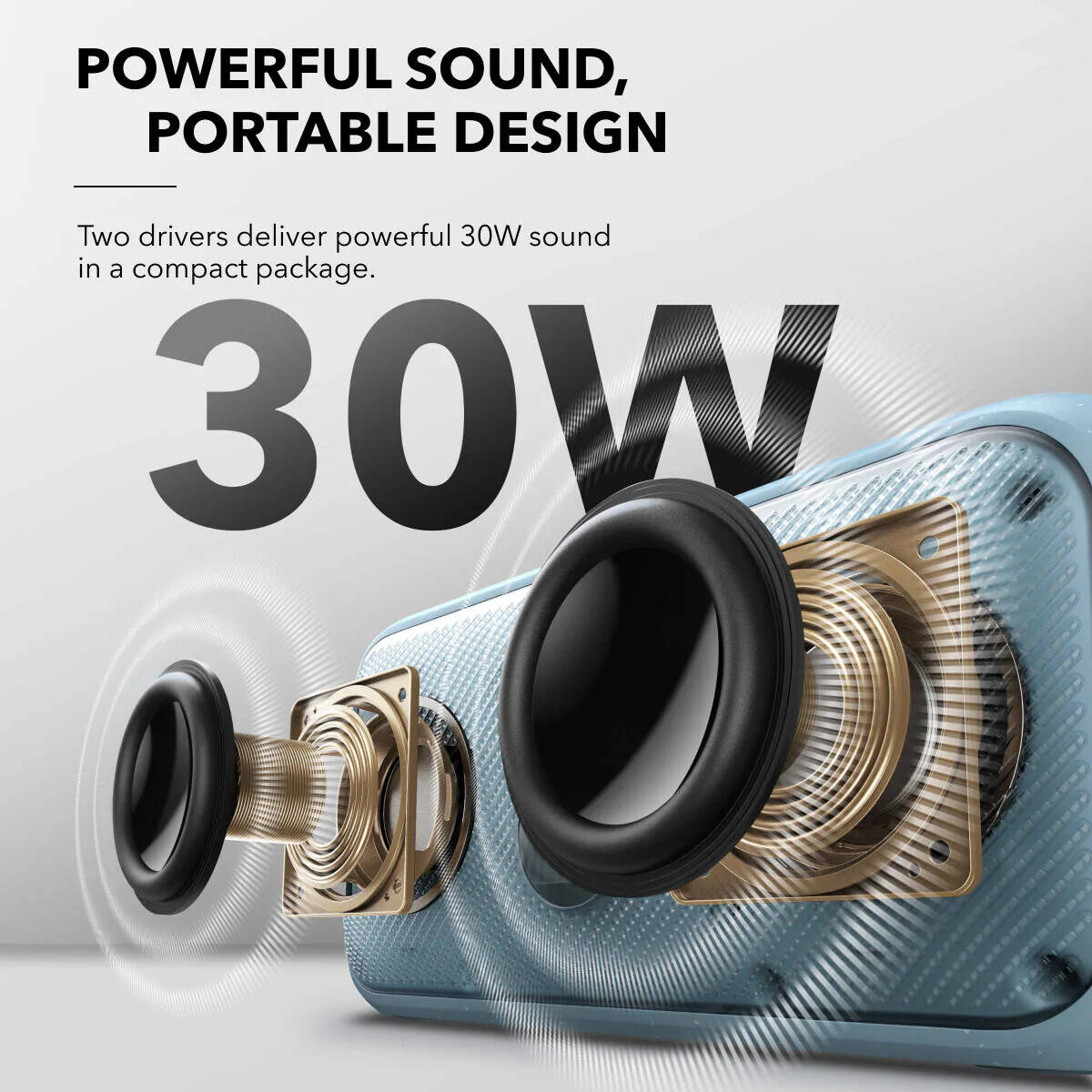 A Anker Soundcore Motion 300 Portable Bluetooth Speaker.