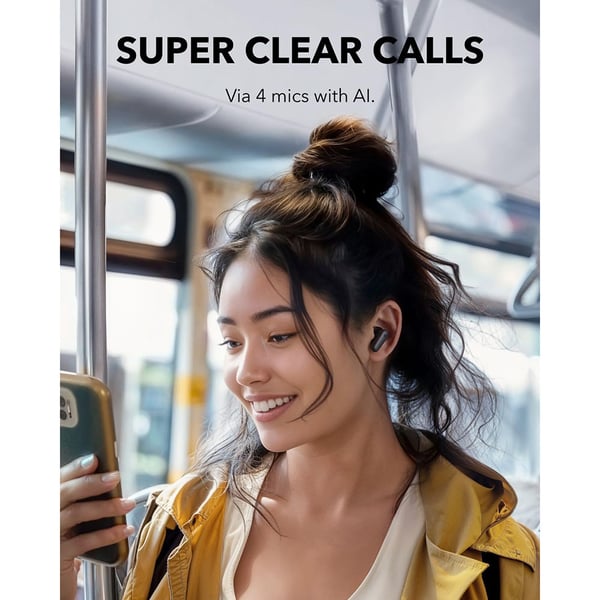 A Person is Using Anker Soundcore R50i NC Wireless Earbuds.