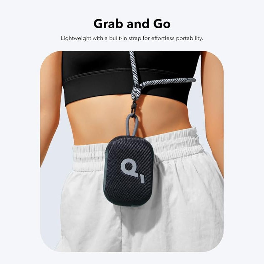 A Woman is Carrying Anker soundcore Select 4 Go Bluetooth Speaker.