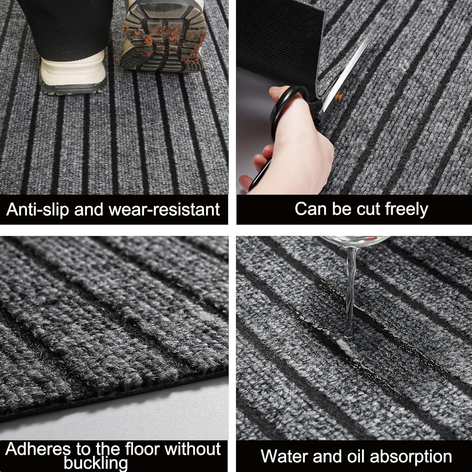 A Person is Demonstrating the Features Of Anti-Slip Door Floor Mat.