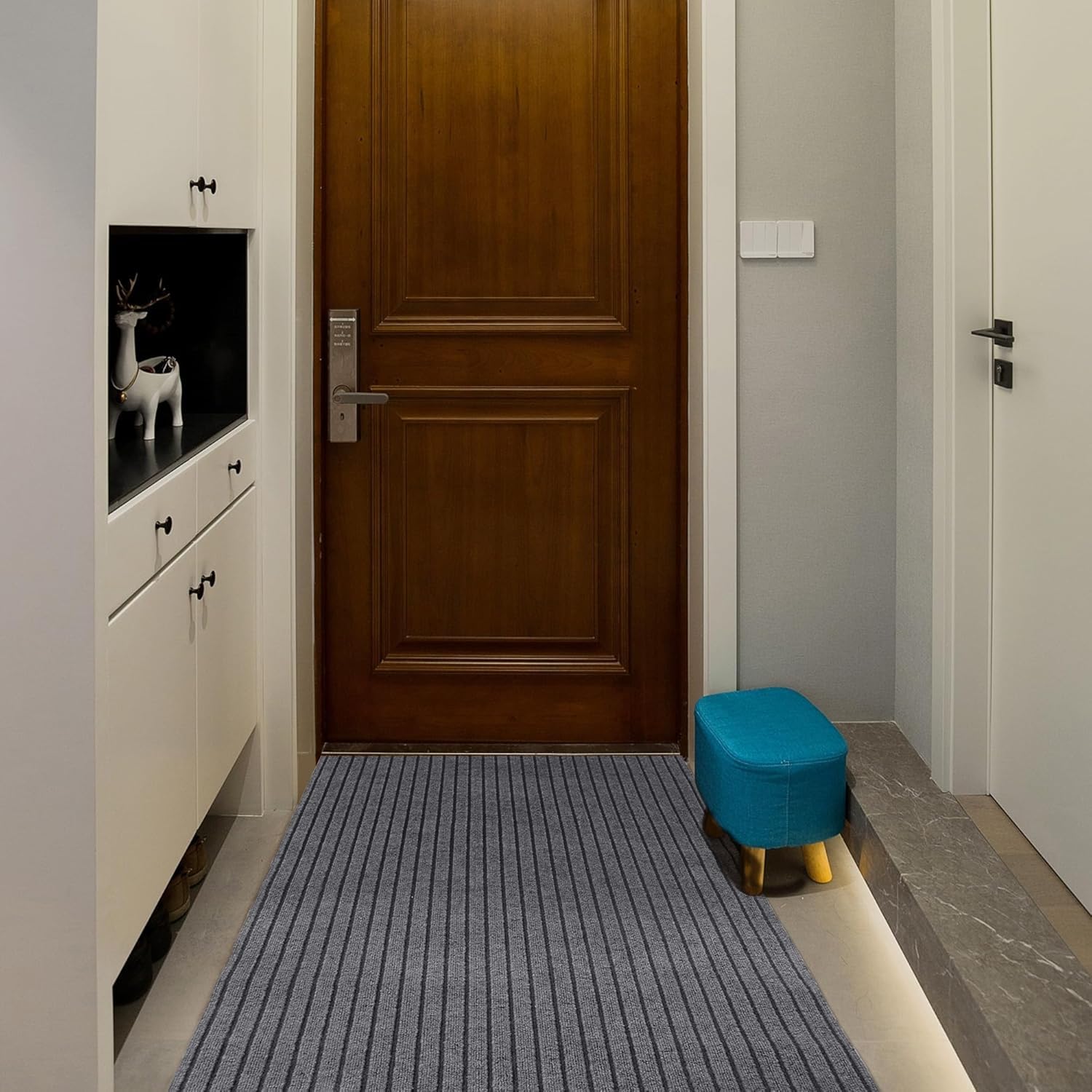 An Anti-Slip Door Floor Mat is Spread Out On Floor.