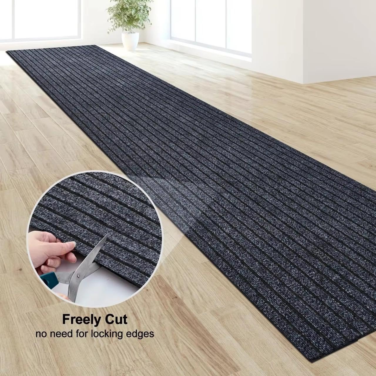 A Person is Cutting Anti-Slip Door Floor Mat.