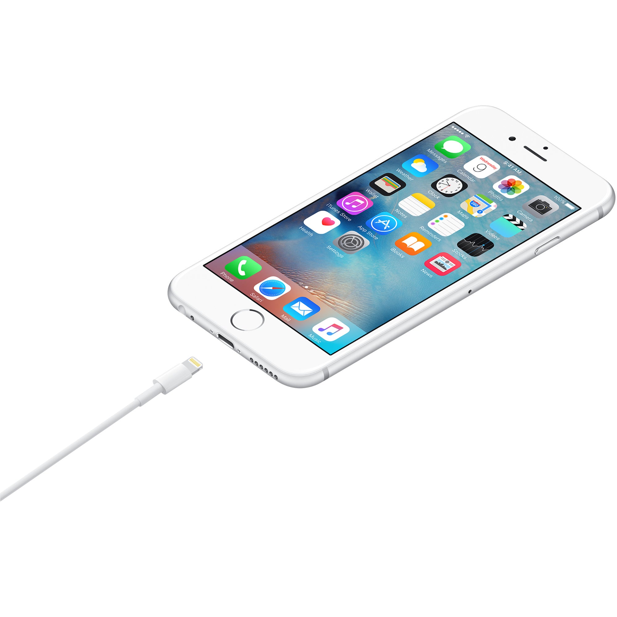 Apple Lightning to USB Cable (1m) is Connected to Mobile Phone.