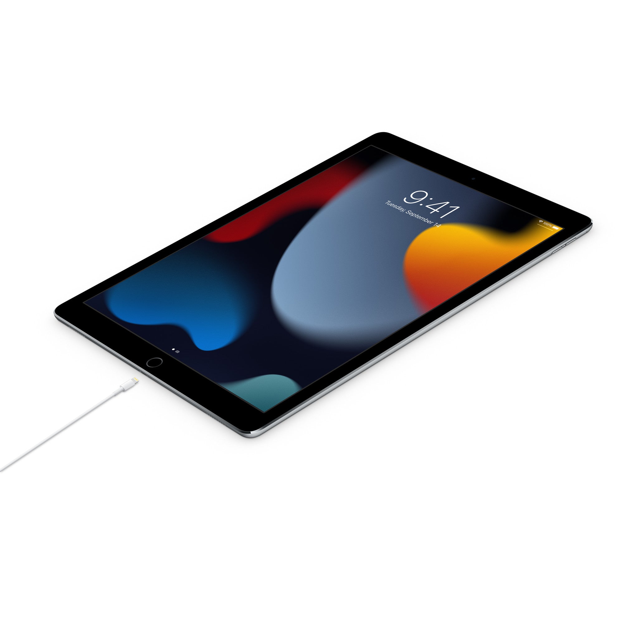 Apple USB-C to Lightning Cable is Connected to Tablet.