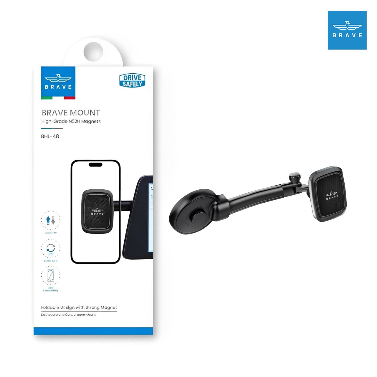 BRAVE N52H Foldable Magnetic Car Phone Holder.