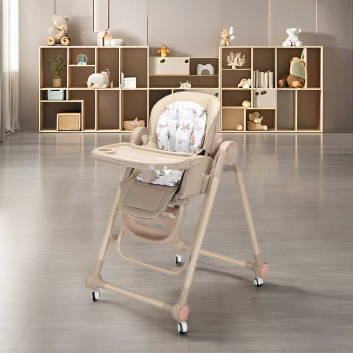 A Baby Feeding High Chair in Brown Color.