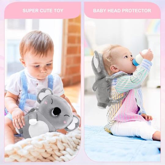 Babies are Using Baby Head Protector Pillow as Protector and Toy.