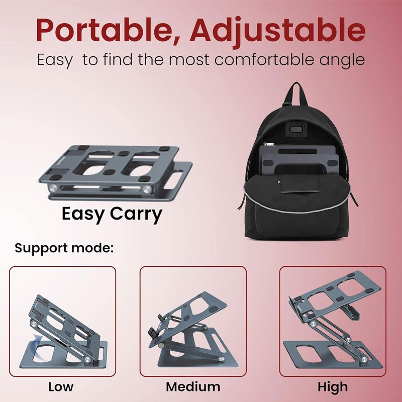 Moxedo Foldable Laptop Stand with Phone Holder is Placed in a Carry Bag.