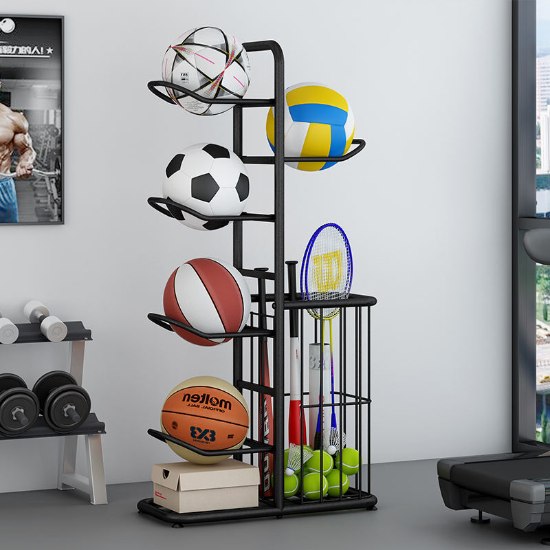 Ball Storage Rack With Different Types Of Balls.