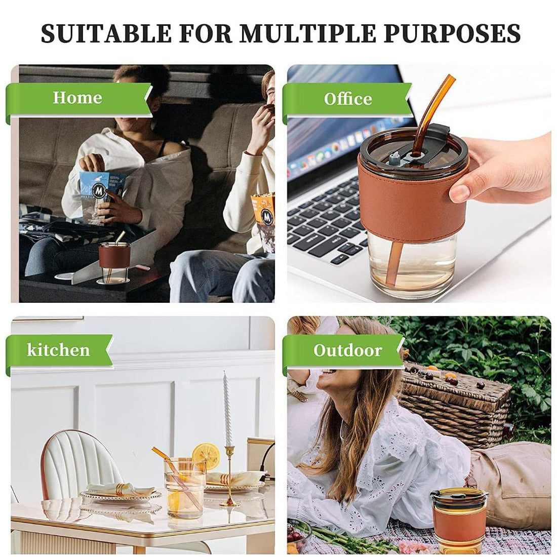 Multi-usage Of Bamboo Glass Cup.