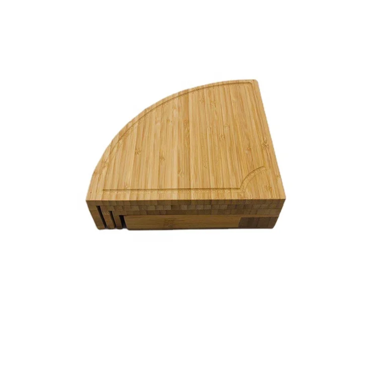 Folded Bamboo cheese board and knife set with an assortment.