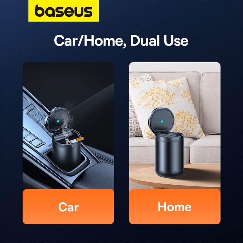 Dual Use Of Baseus Premium 2 Series LED Car Ashtray in Car and Home.