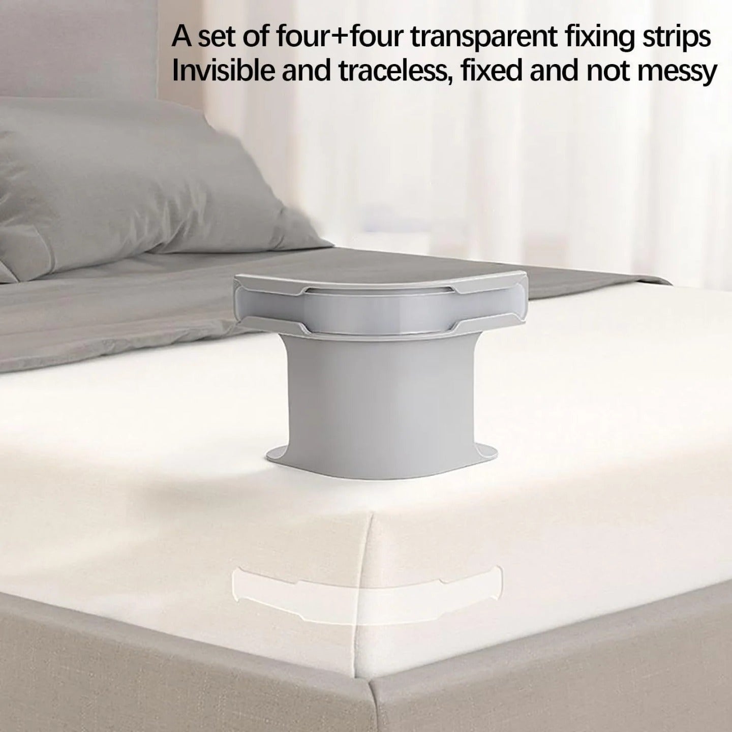 A Bedsheet Fixer is Kept Above Bed.