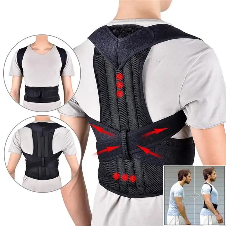 A Person is Wearing Unisex Posture Corrector Belt.