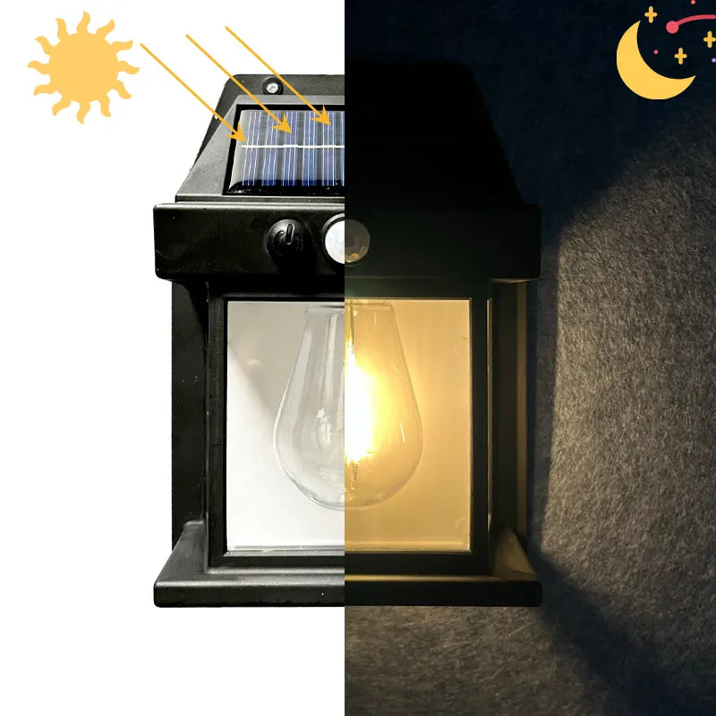 Solar LED Outdoor Wall Lamp, IP65 Waterproof Vintage Style Solar Yard Lamp