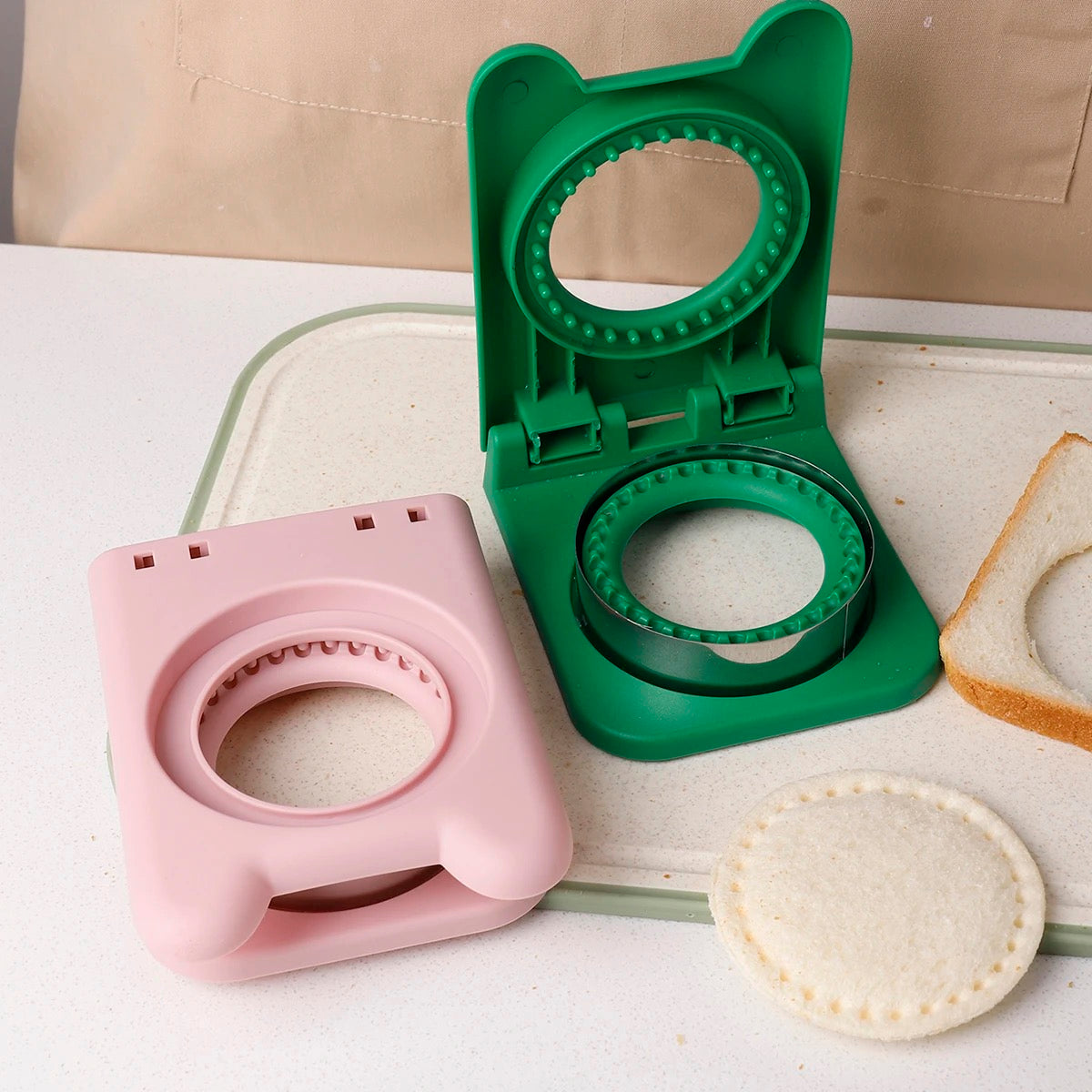 pink and Green Bread Sandwich Cutter and Sealer