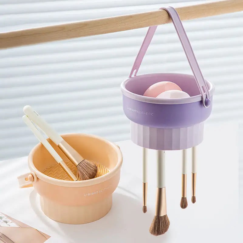 Makeup Brush Cleaning Mat with Brush Drying Holder