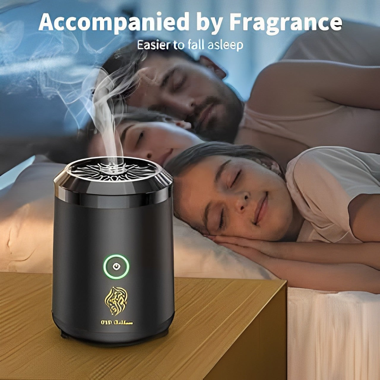 A Family is Sleeping By Burning Electric Oud Bukhoor Incense Burner.