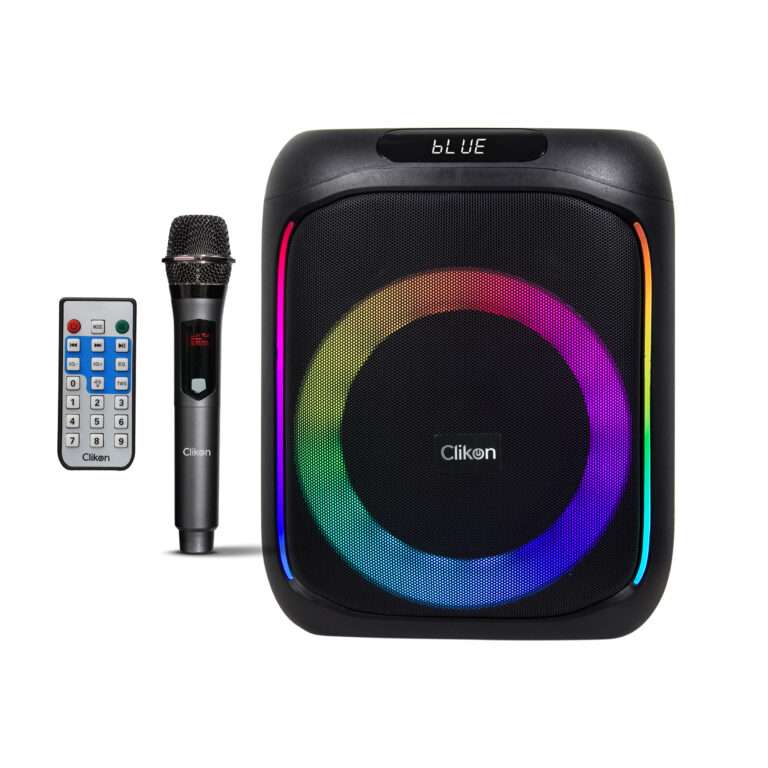 Clikon Aura Stream Wireless Party Speaker – 50W Bluetooth Karaoke Speaker with Dynamic Lights & Remote - CK878