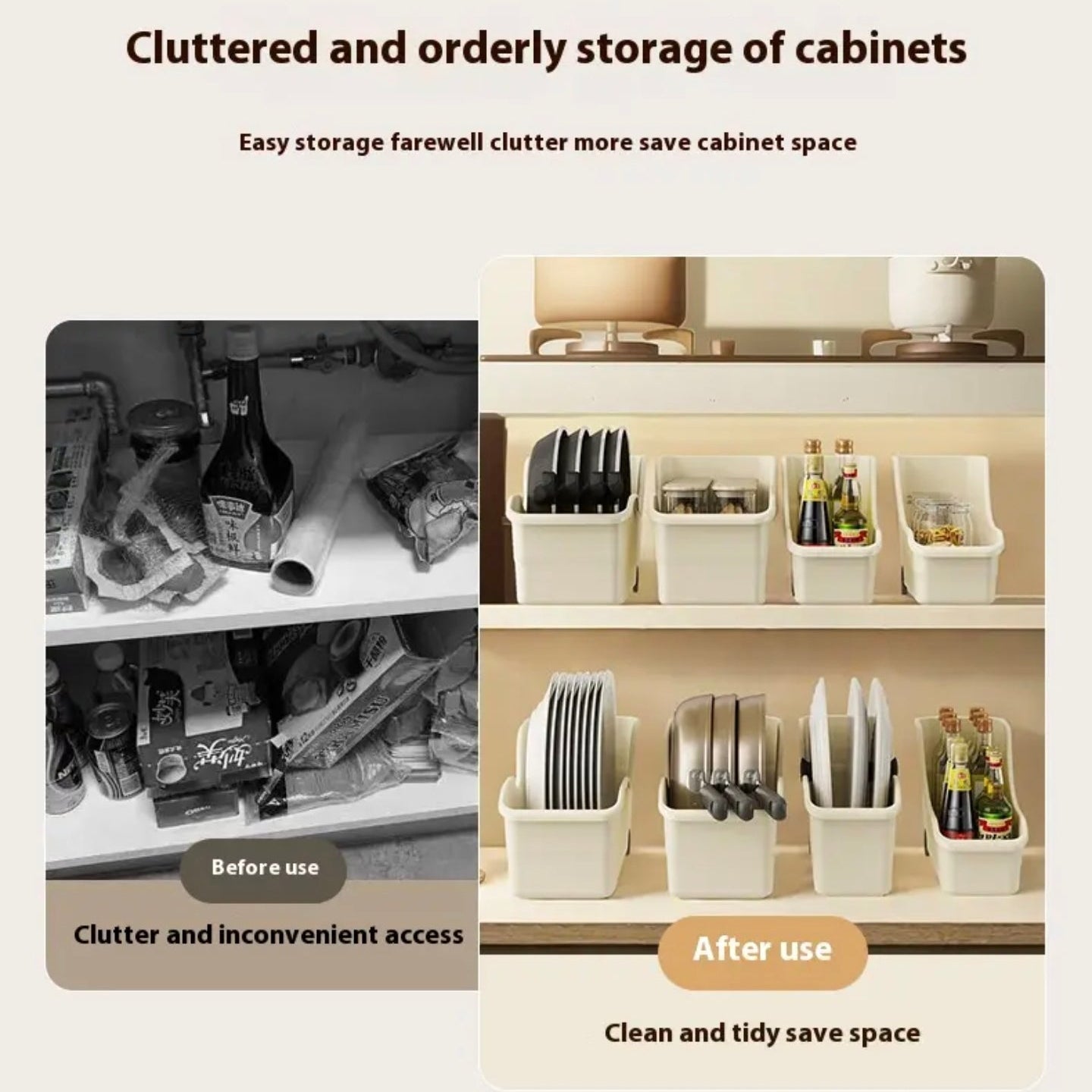 Before and After Use Of Cabinet Storage Organizer Box.