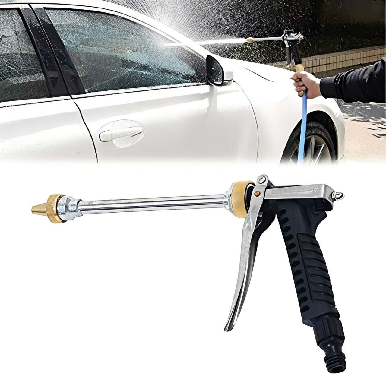 Car wash using spray gun