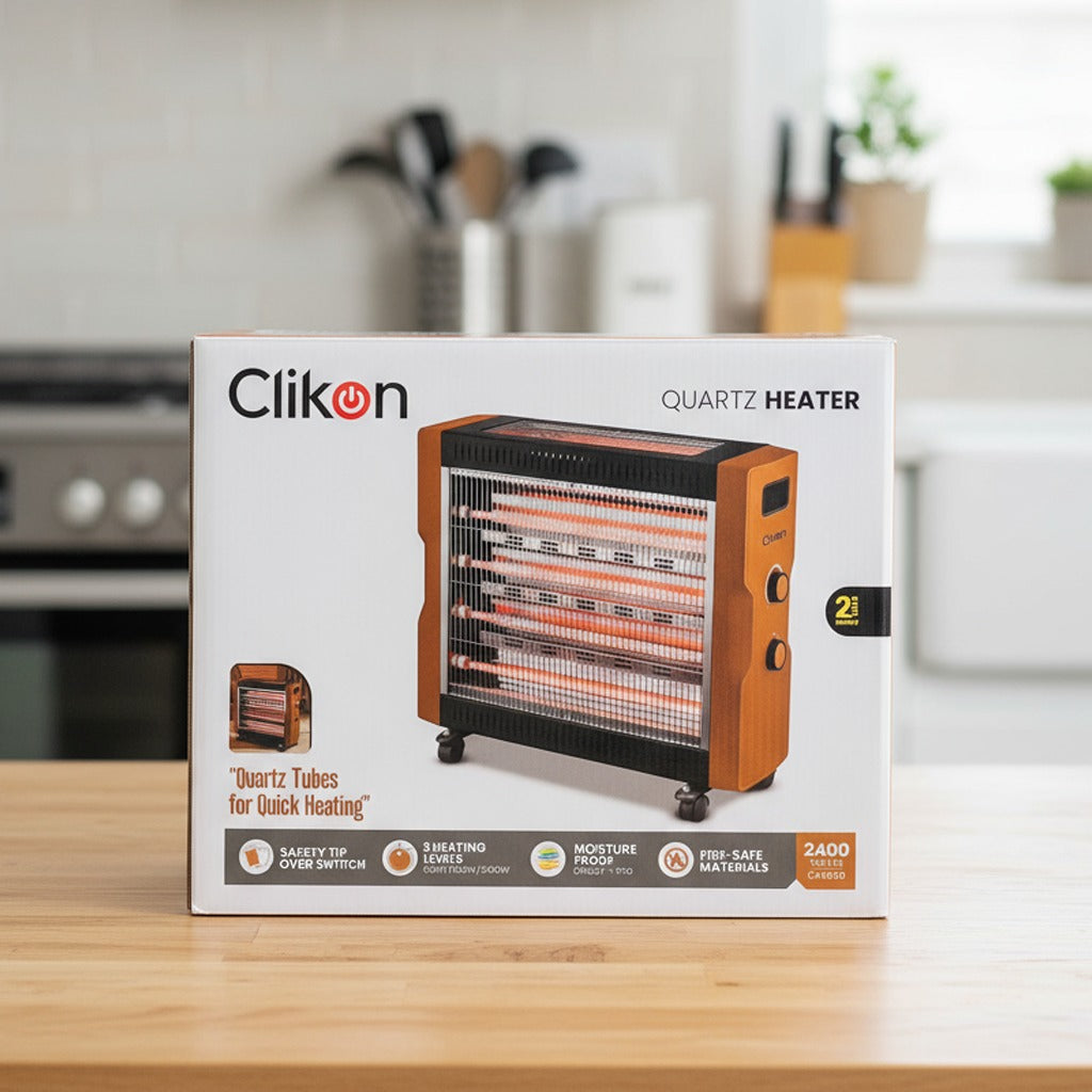 Package Of Clikon Quartz Heater 2400W.