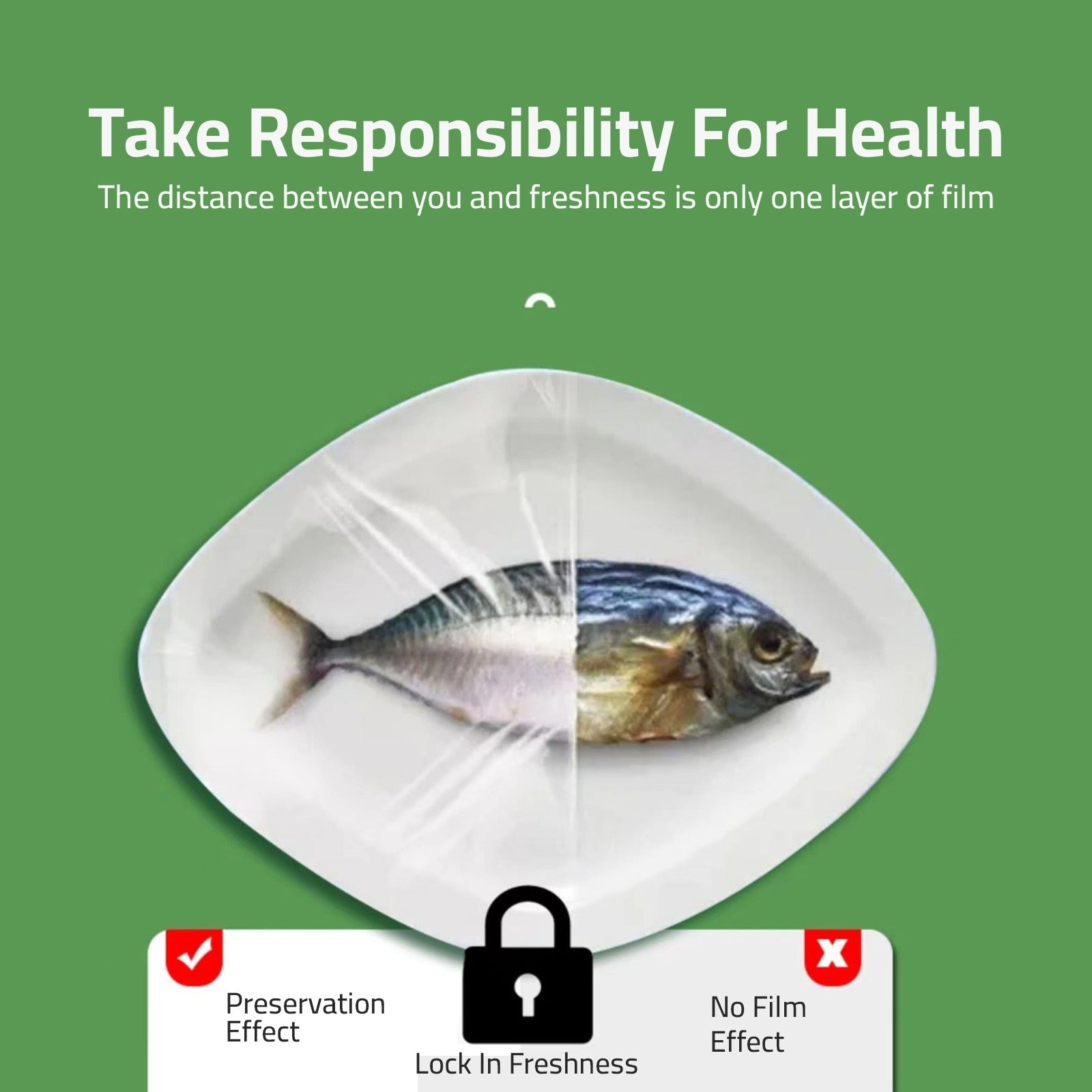 Fish Is Wrapped Using Cling Film Wrap.