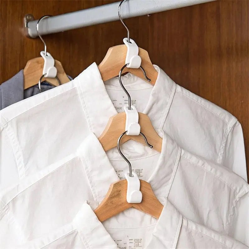 Clothes Hanger Connector Clips securely hold a group of clothes on hangers