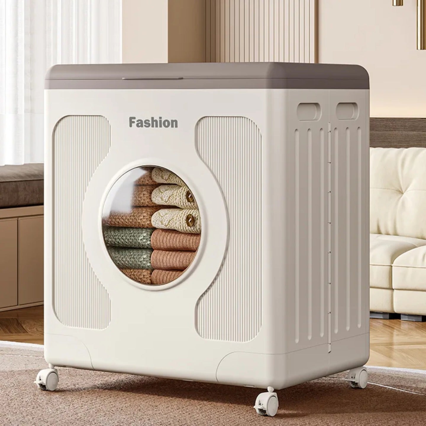 Foldable Storage Organizer Box Organized with Clothes.