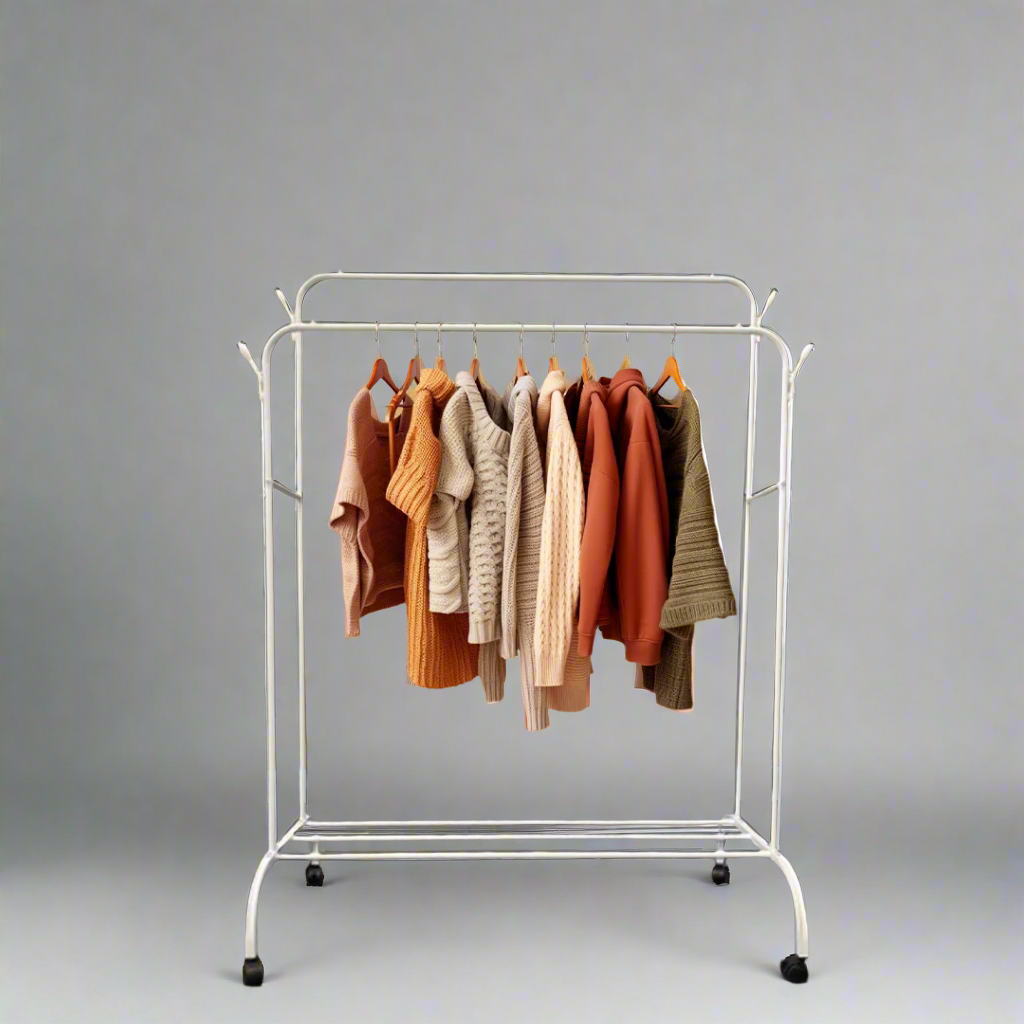 منظم ملابس قائم، حامل عرض ملابس مزدوج القضبان