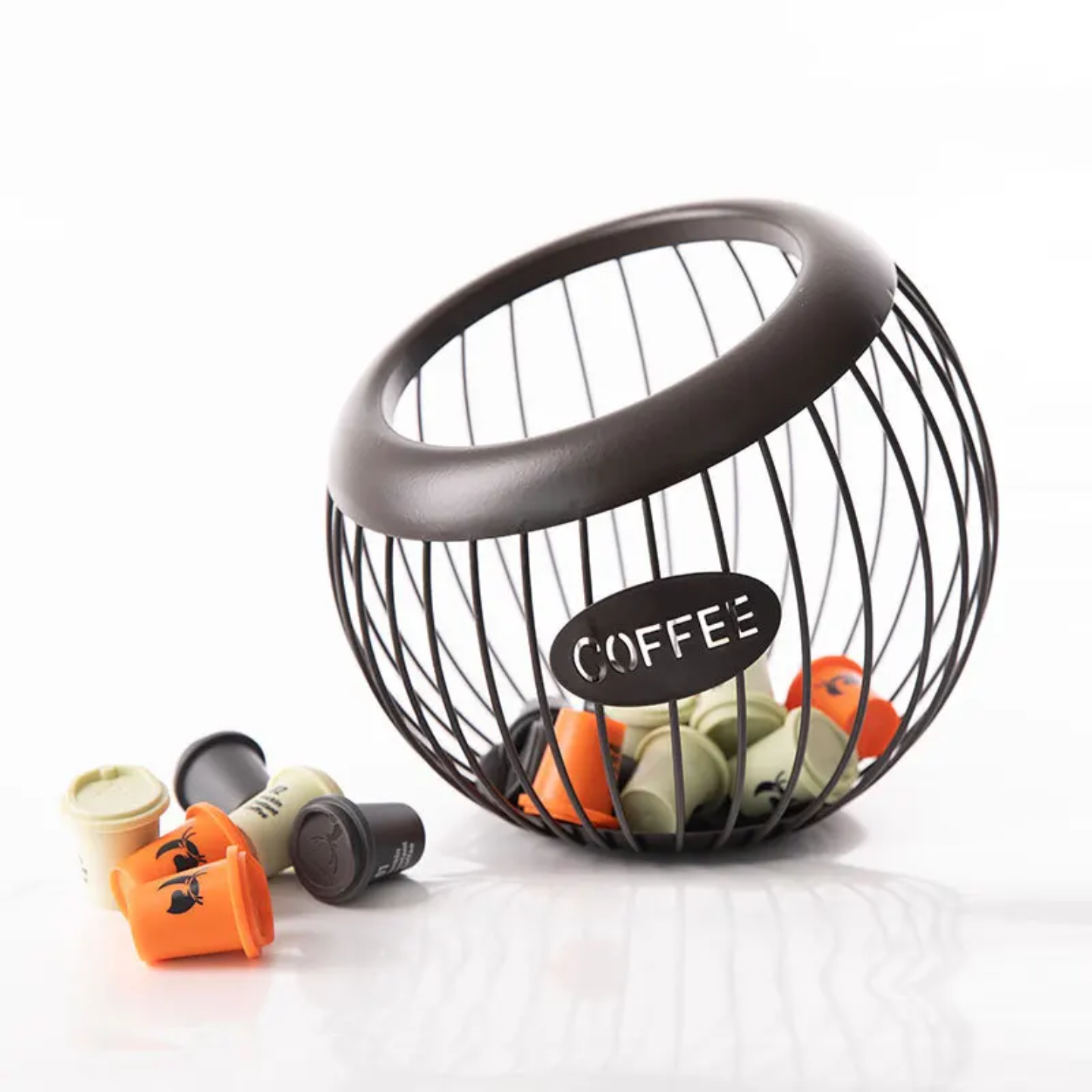A Coffee Pod Holder with Coffee pods.