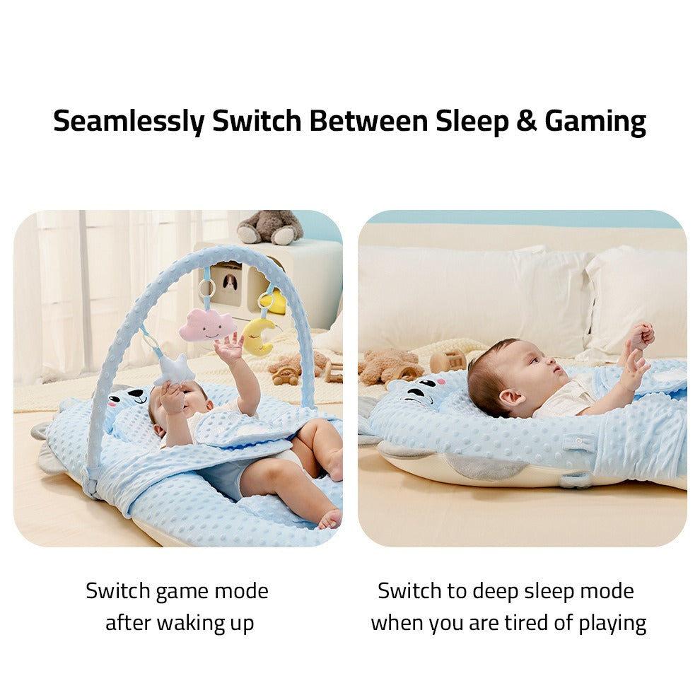 A Baby is Lying Down on the Comfortable Baby Nest Bed.